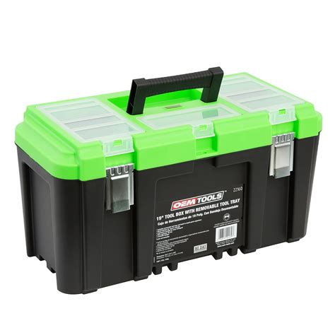 19 metal tool box|tool box with removable tray.